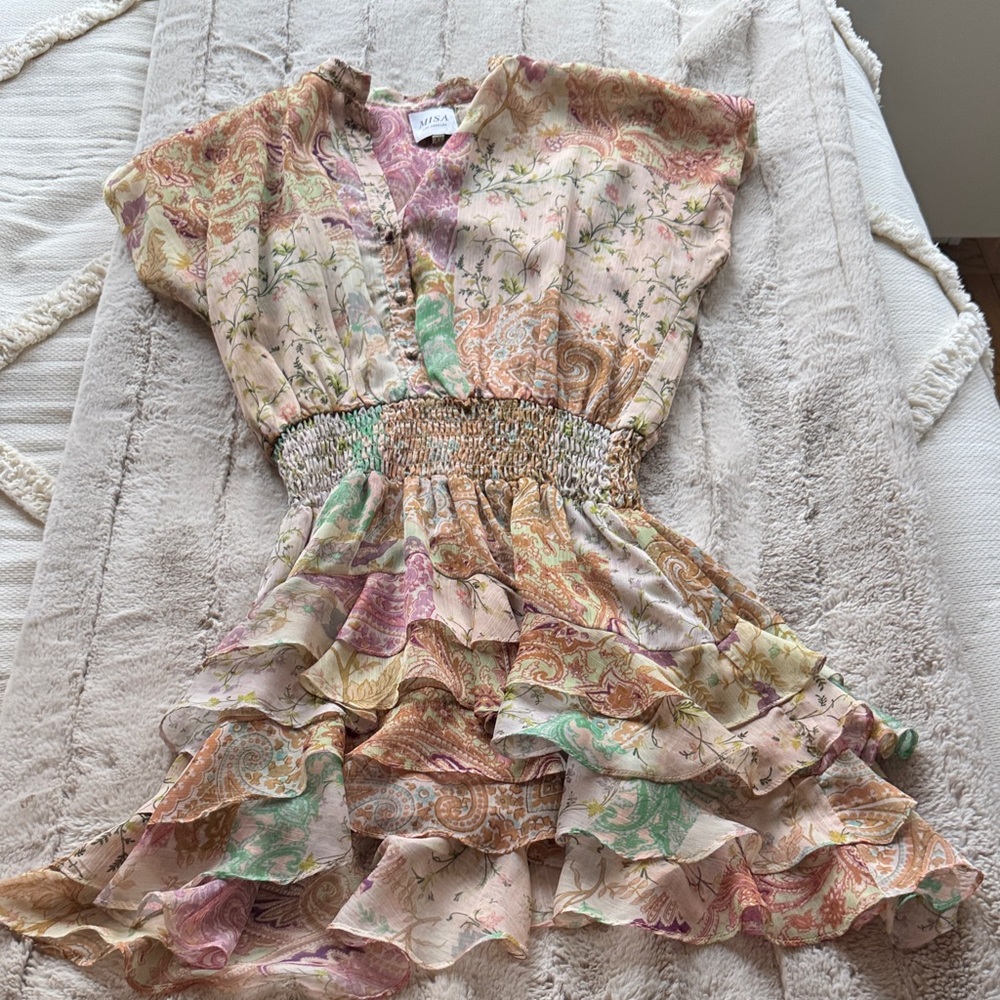 Misa Los Angeles Multicolor Paisley Mini Dress